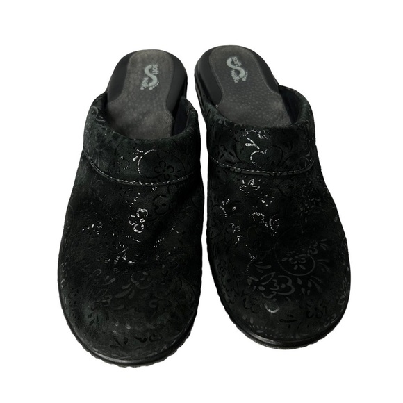 Soft Walk Black Floral Leather Upper Clogs Women’s Size 8.5 - Picture 2 of 10